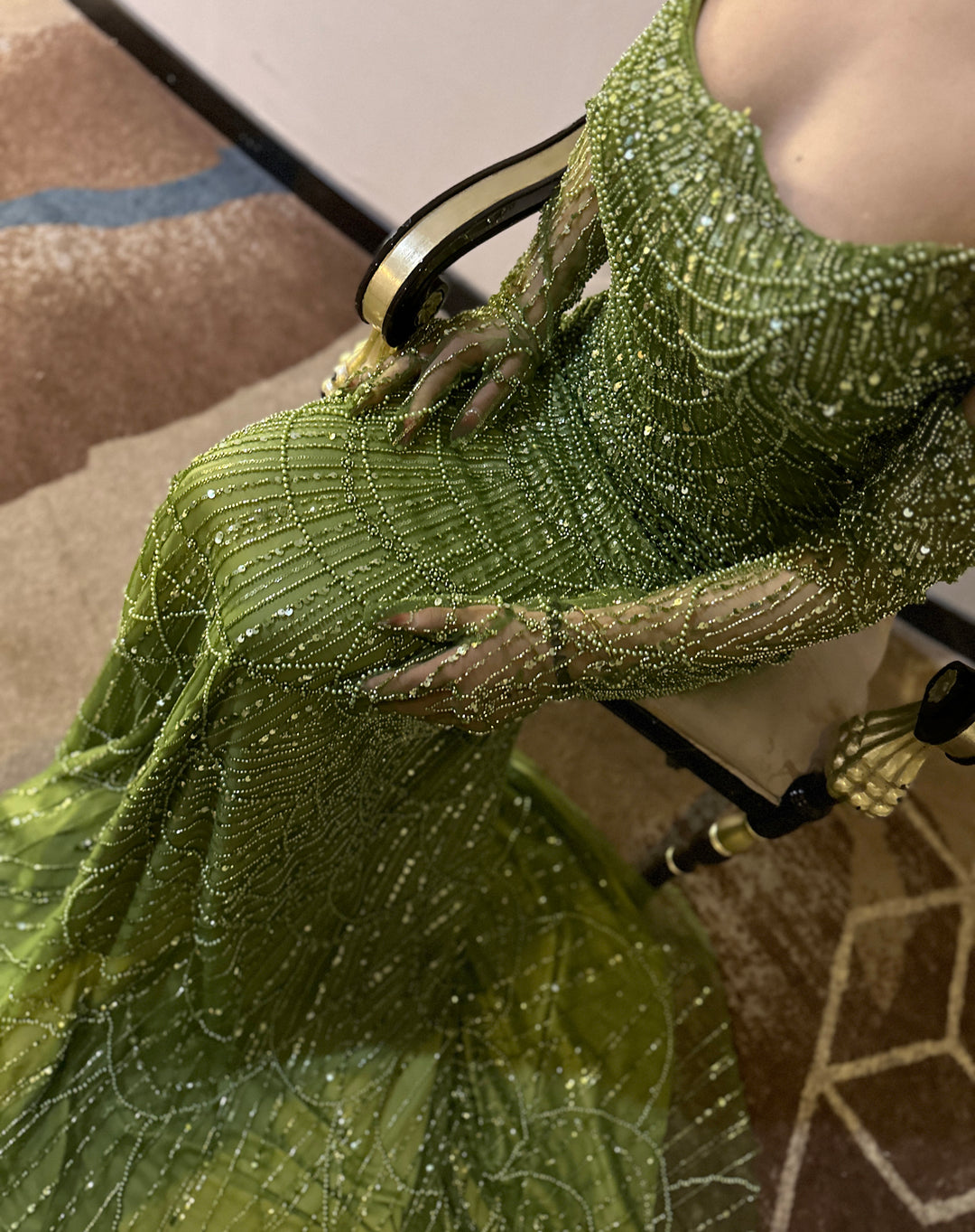 Dreamy Vow Luxury Dubai Mermaid Green Evening Dresses with Gloves 2024 Elegant Saudi Arabia Women Wedding Party Gowns SS306