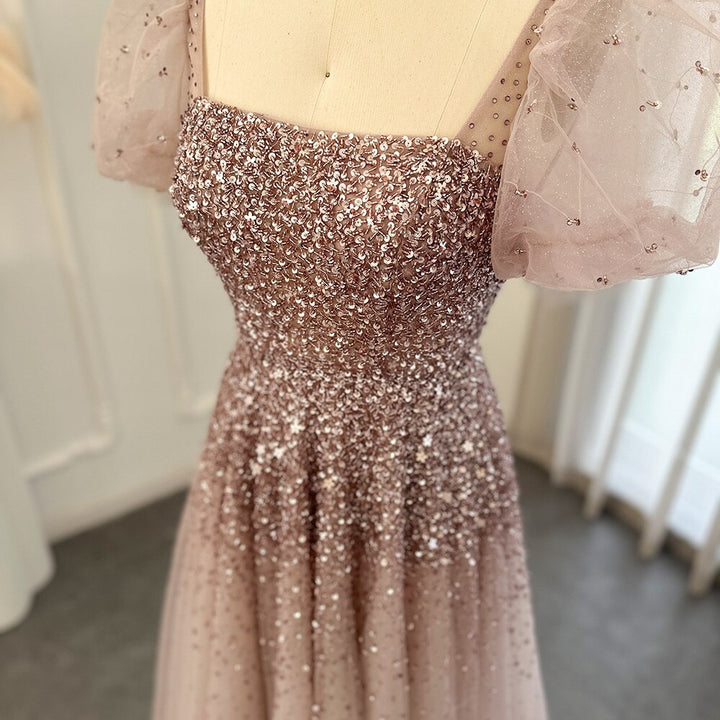 Dreamy Vow Chic Rose Pink Luxury Dubai Evening Dresses for Women Wedding Party Burgundy Gold Long Arabic Formal Prom Gown 109