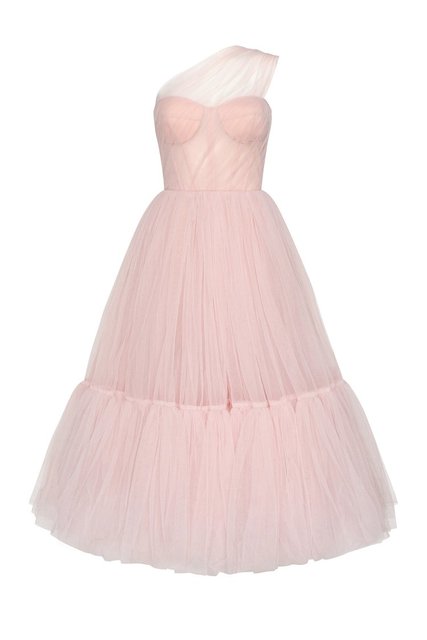 Dreamy Vow Lilac Tulle One Shoulder Short Evening Dress Ruffled Tea Length Pink Cocktail Party Gowns Women Prom Formal Dresses